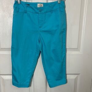 St. John's Bay Pool Blue Crop Cotton Pants Size 6P beach resort vacation Summer
